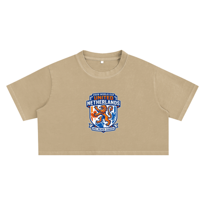 Washed Cotton Crop Top, Netherlands World Cup 2026 Soccer Shirt
