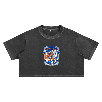 Washed Cotton Crop Top, Netherlands World Cup 2026 Soccer Shirt
