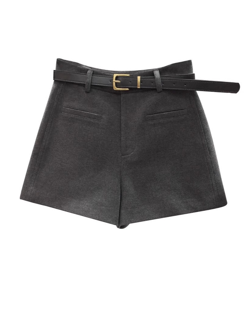 Shorts de Lana Vintage Mujer — Cintura Alta Slim