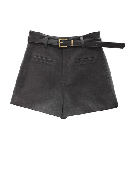 Shorts de Lana Vintage Mujer — Cintura Alta Slim