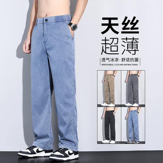 Pantalón Largo Hombre — Lyocell Tencel Seda Fría Verano
