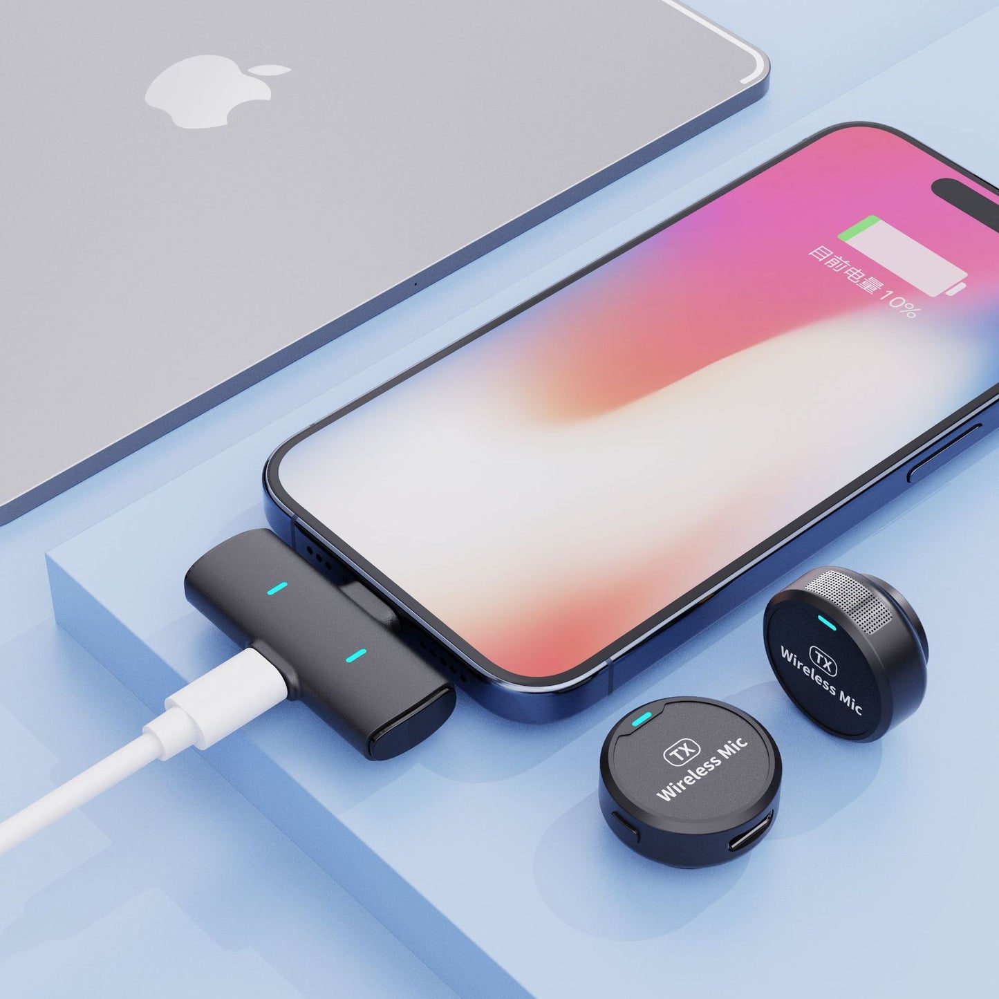 Micrófono Inalámbrico de Solapa Magnético M1 – 1 o 2 Receptores USB-C / Apple