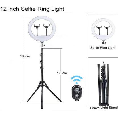 Set de Aro de Luz LED 10/12" con Trípode Ajustable para Streaming y Fotografía
