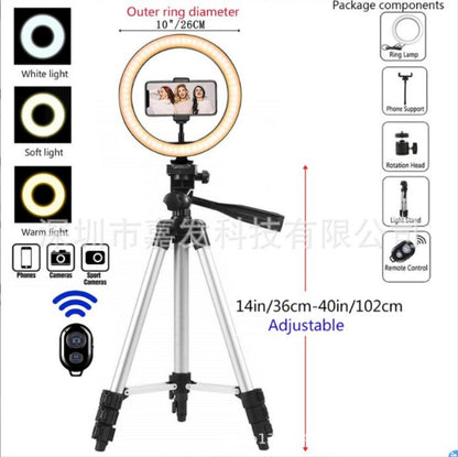 Set de Aro de Luz LED 10/12" con Trípode Ajustable para Streaming y Fotografía