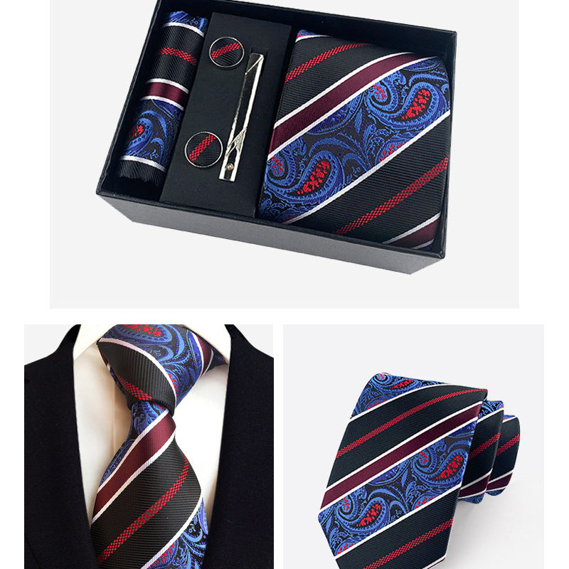 Set Corbata, Gemelos y Pañuelo — Caja Regalo Hombre