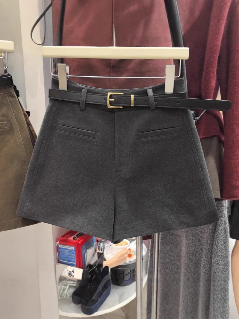 Shorts de Lana Vintage Mujer — Cintura Alta Slim