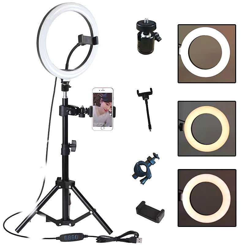 Set de Aro de Luz LED 10/12" con Trípode Ajustable para Streaming y Fotografía