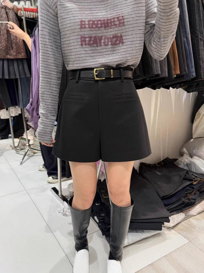 Shorts de Lana Vintage Mujer — Cintura Alta Slim
