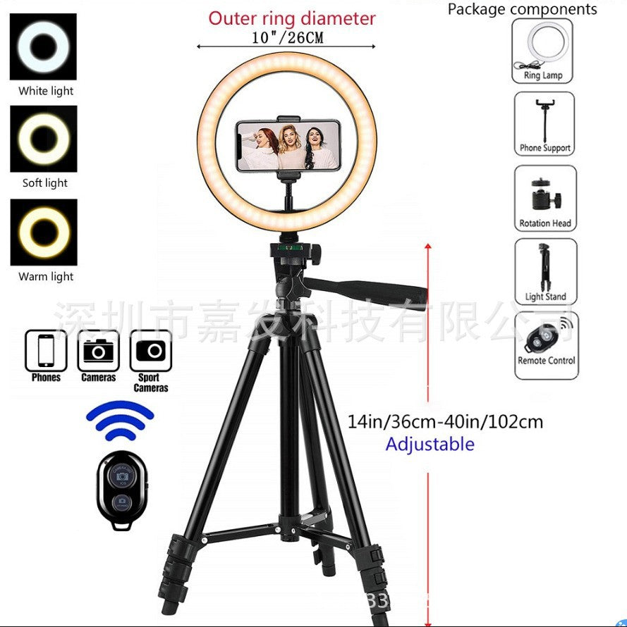 Set de Aro de Luz LED 10/12" con Trípode Ajustable para Streaming y Fotografía