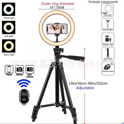 Set de Aro de Luz LED 10/12" con Trípode Ajustable para Streaming y Fotografía