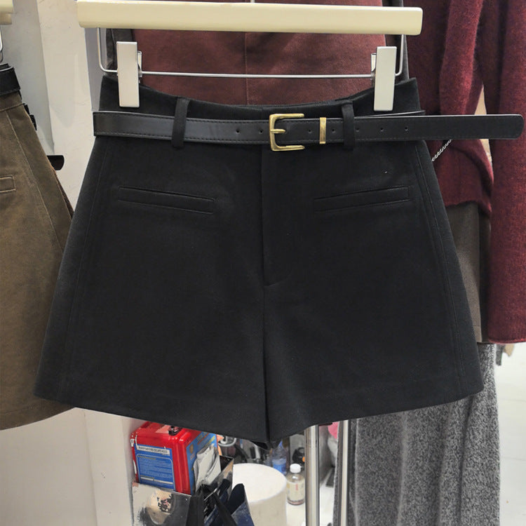 Shorts de Lana Vintage Mujer — Cintura Alta Slim