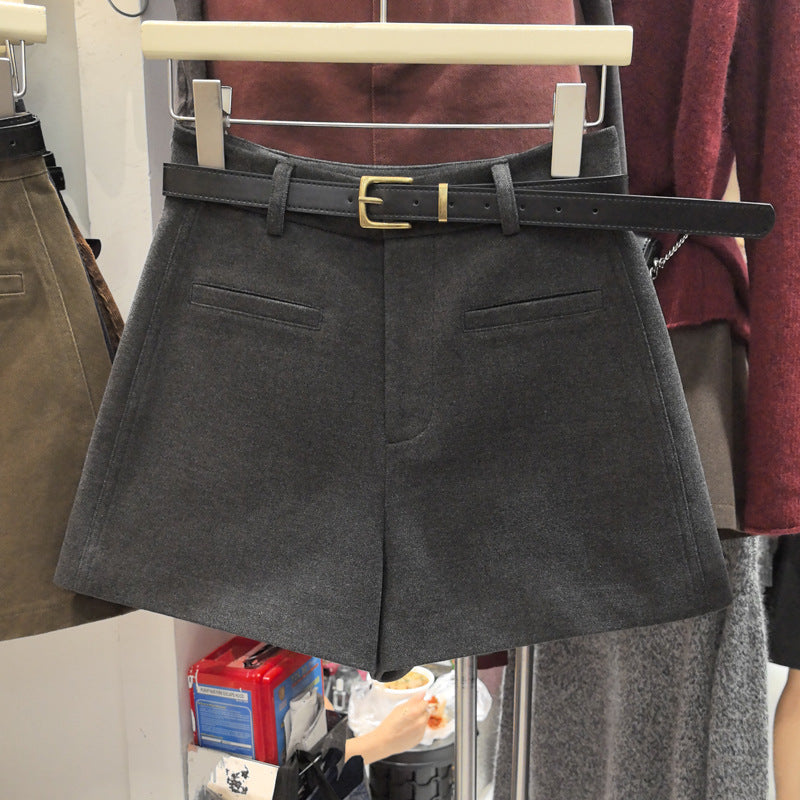 Shorts de Lana Vintage Mujer — Cintura Alta Slim