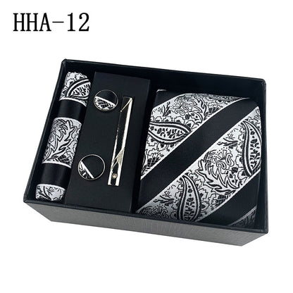 Set Corbata, Gemelos y Pañuelo — Caja Regalo Hombre