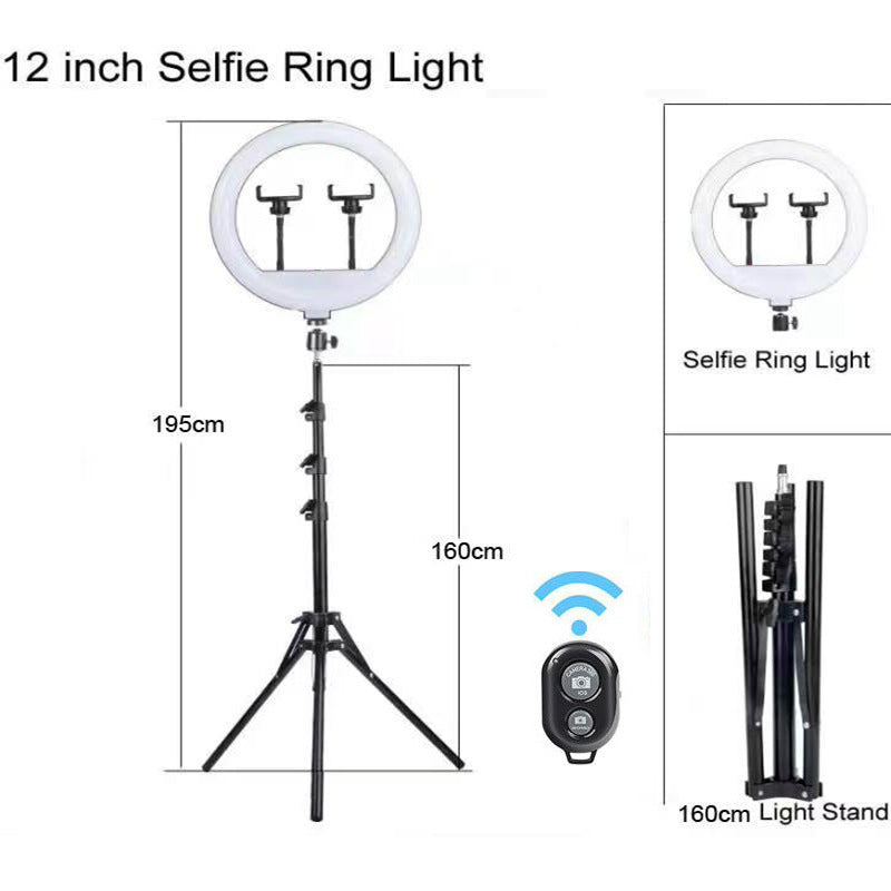 Set de Aro de Luz LED 10/12" con Trípode Ajustable para Streaming y Fotografía