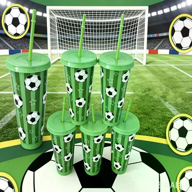 Vaso Plástico Fútbol 710ml con Pajita — Souvenir Mundial 2026