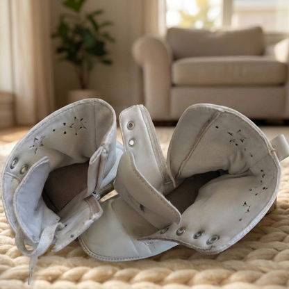 Botines Blancos Combat con Estrella y Cremallera