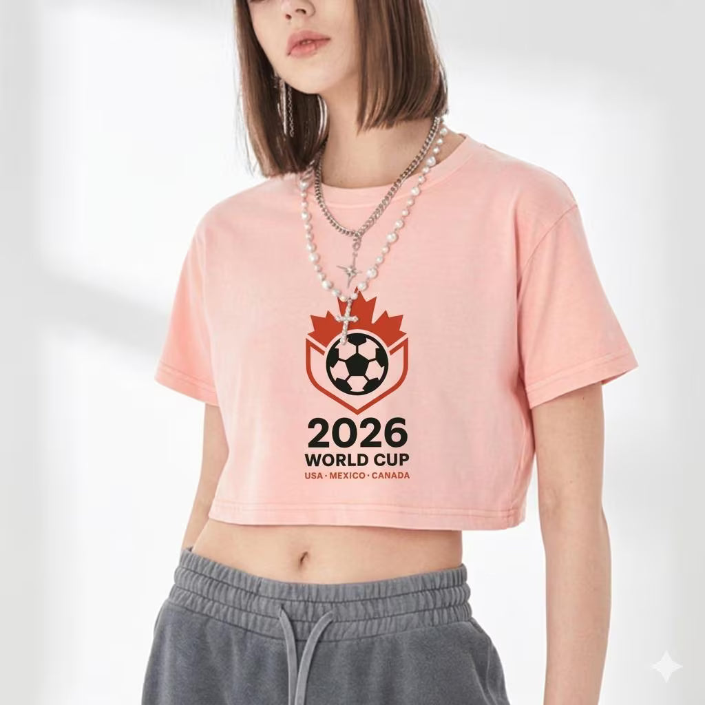 Washed Cotton Crop Top, Netherlands World Cup 2026 Soccer Shirt