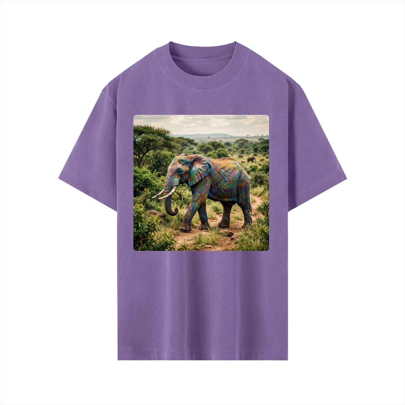 Elephant Nature T-Shirt, Camiseta Elefante, Earth Day Eco-Friendly Top, Protect Wildlife Shirt, Vintage Wash Drop Shoulder T-shirt