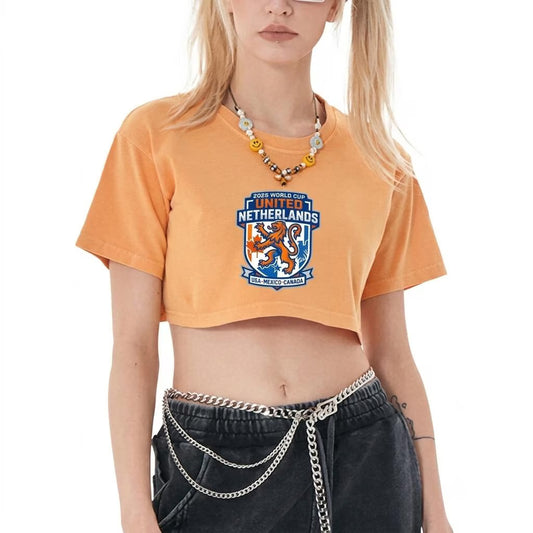 Washed Cotton Crop Top, Netherlands World Cup 2026 Soccer Shirt