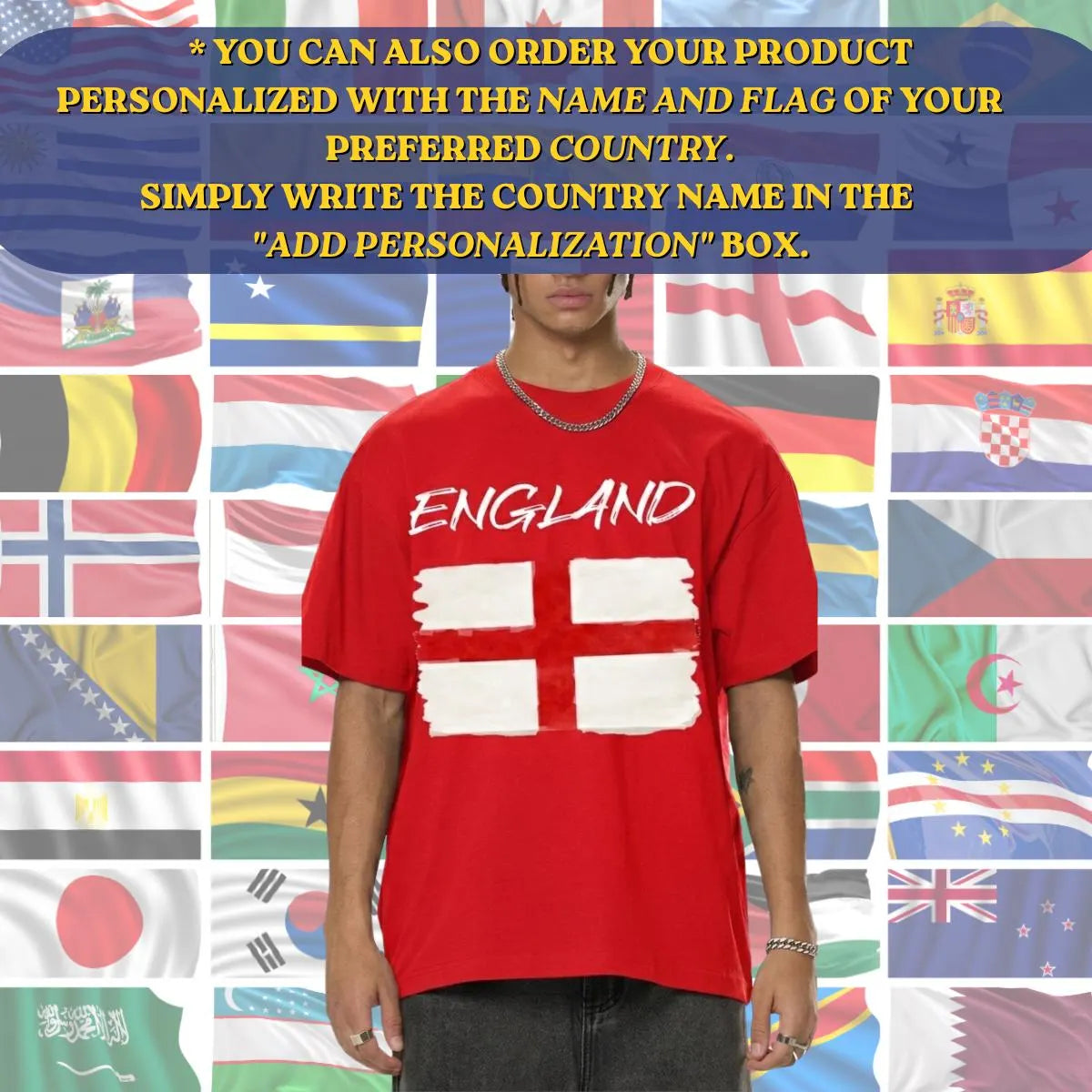 World Cup 2026 Soccer Tee, Sorona Cotton Loose Fit Top, Flags, Banderas