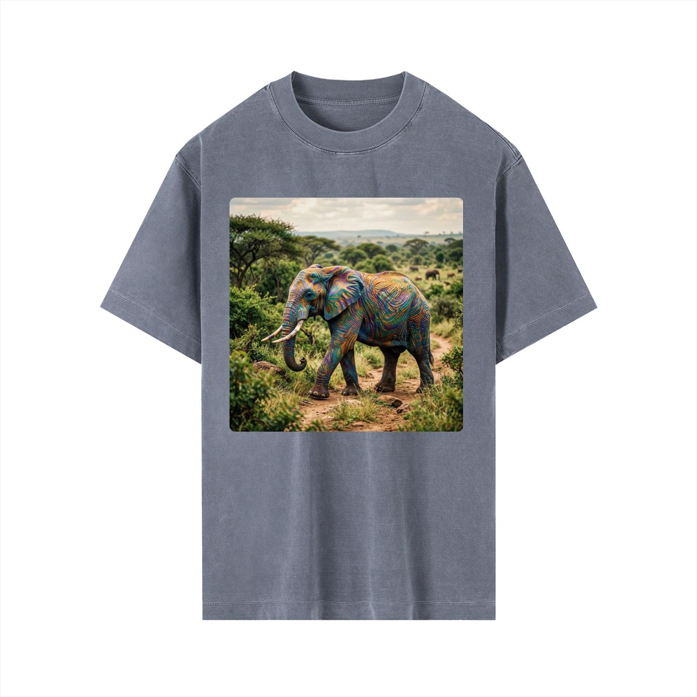 Elephant Nature T-Shirt, Camiseta Elefante, Earth Day Eco-Friendly Top, Protect Wildlife Shirt, Vintage Wash Drop Shoulder T-shirt