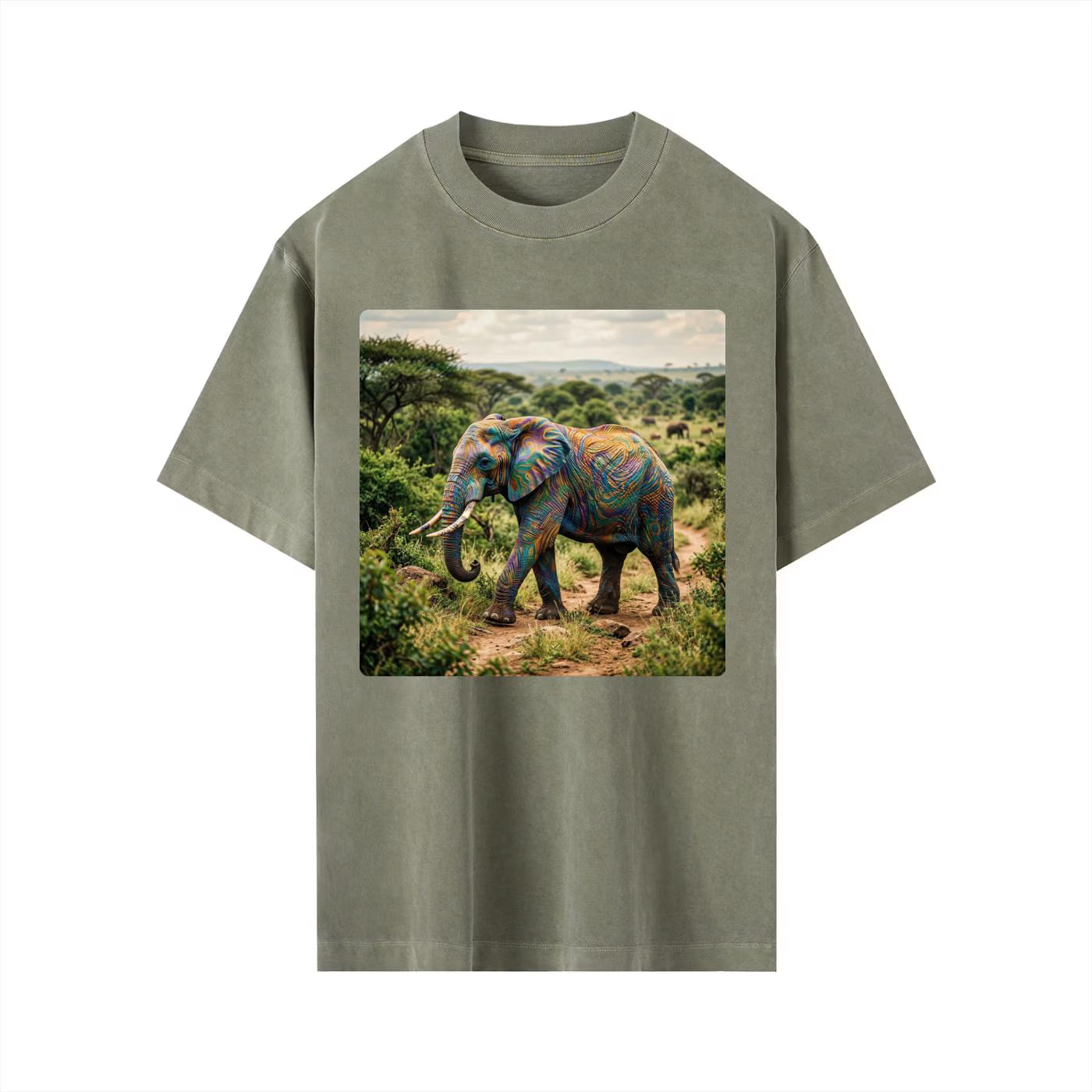 Elephant Nature T-Shirt, Camiseta Elefante, Earth Day Eco-Friendly Top, Protect Wildlife Shirt, Vintage Wash Drop Shoulder T-shirt