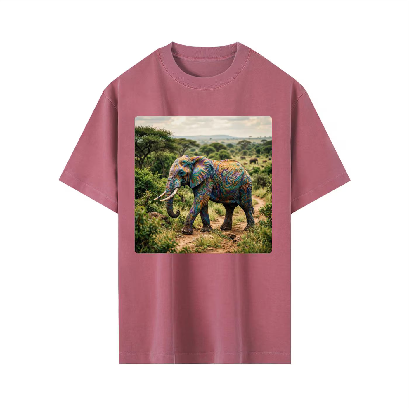 Elephant Nature T-Shirt, Camiseta Elefante, Earth Day Eco-Friendly Top, Protect Wildlife Shirt, Vintage Wash Drop Shoulder T-shirt
