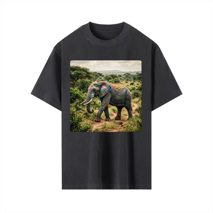 Elephant Nature T-Shirt, Camiseta Elefante, Earth Day Eco-Friendly Top, Protect Wildlife Shirt, Vintage Wash Drop Shoulder T-shirt